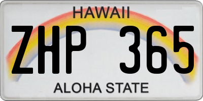 HI license plate ZHP365