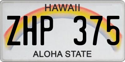 HI license plate ZHP375