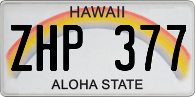 HI license plate ZHP377
