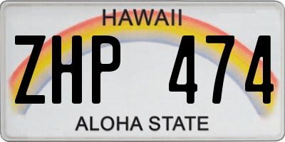HI license plate ZHP474