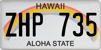 HI license plate ZHP735