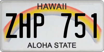 HI license plate ZHP751