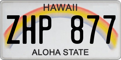 HI license plate ZHP877