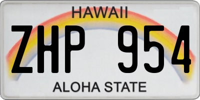 HI license plate ZHP954