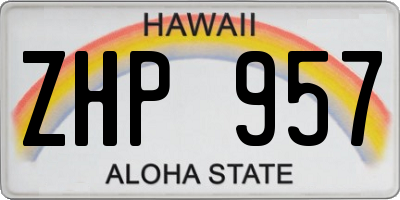 HI license plate ZHP957