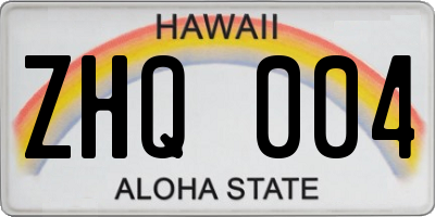 HI license plate ZHQ004