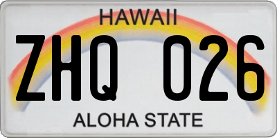 HI license plate ZHQ026