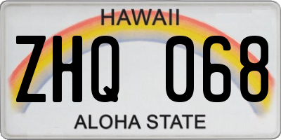 HI license plate ZHQ068