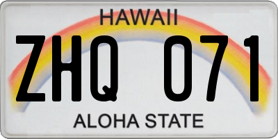 HI license plate ZHQ071