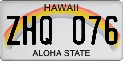 HI license plate ZHQ076