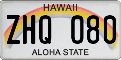HI license plate ZHQ080