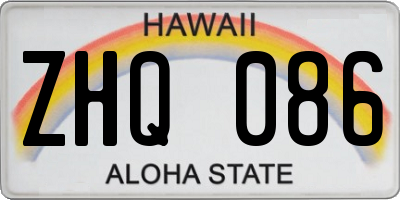 HI license plate ZHQ086