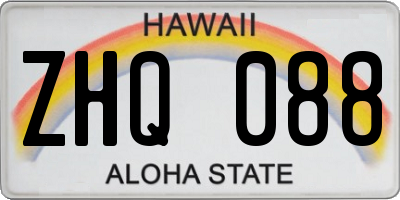 HI license plate ZHQ088