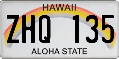 HI license plate ZHQ135
