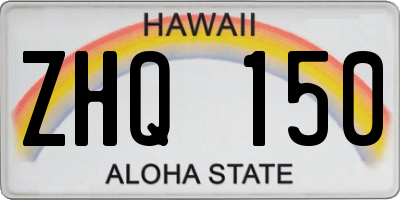 HI license plate ZHQ150
