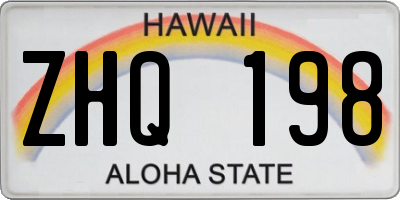 HI license plate ZHQ198