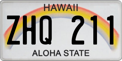 HI license plate ZHQ211