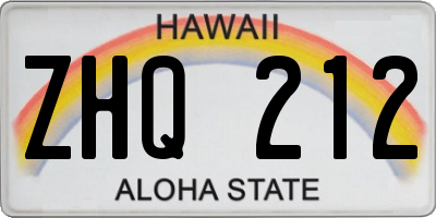 HI license plate ZHQ212