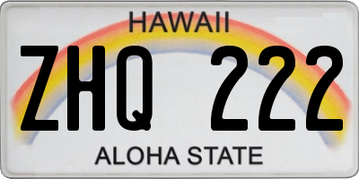 HI license plate ZHQ222