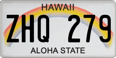 HI license plate ZHQ279