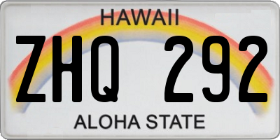 HI license plate ZHQ292