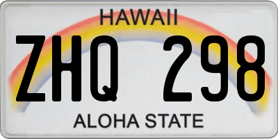 HI license plate ZHQ298