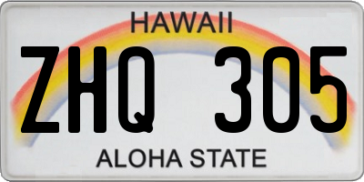 HI license plate ZHQ305