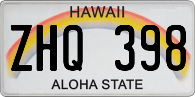 HI license plate ZHQ398