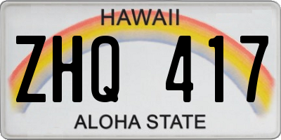 HI license plate ZHQ417