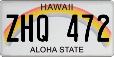 HI license plate ZHQ472