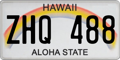 HI license plate ZHQ488