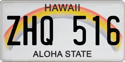 HI license plate ZHQ516