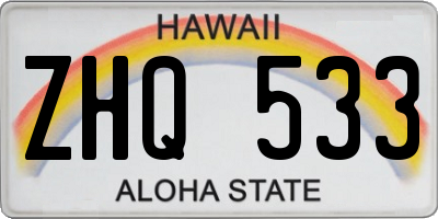 HI license plate ZHQ533