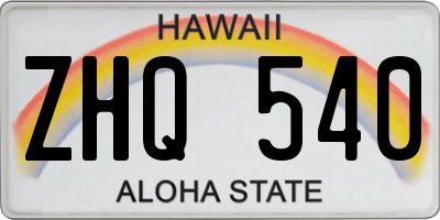 HI license plate ZHQ540