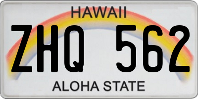 HI license plate ZHQ562