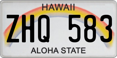 HI license plate ZHQ583