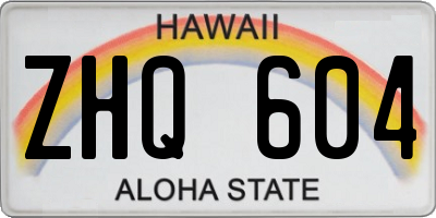 HI license plate ZHQ604
