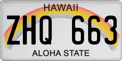 HI license plate ZHQ663
