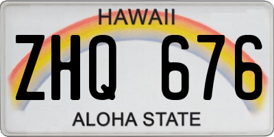 HI license plate ZHQ676