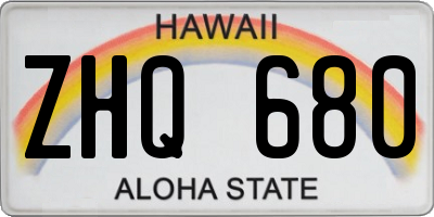 HI license plate ZHQ680