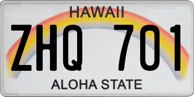 HI license plate ZHQ701