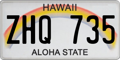HI license plate ZHQ735