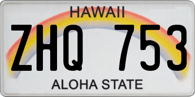 HI license plate ZHQ753