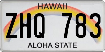 HI license plate ZHQ783