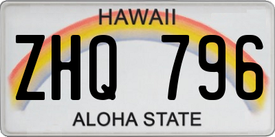 HI license plate ZHQ796