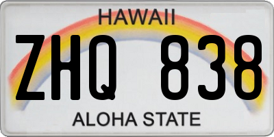 HI license plate ZHQ838