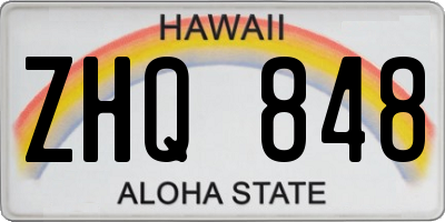 HI license plate ZHQ848