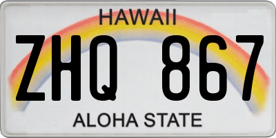 HI license plate ZHQ867