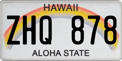 HI license plate ZHQ878