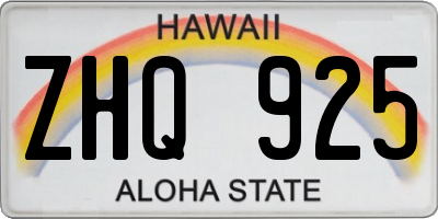 HI license plate ZHQ925
